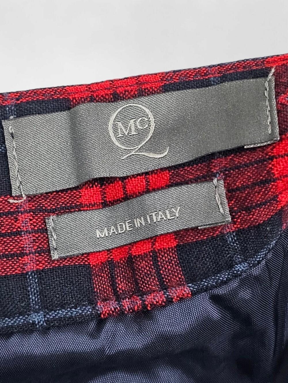 ALEXANDER McQUEEN McQ Wool Blend Red Blue Tartan Plaid Pleated Wrap Skirt 46/12 - Picture 7 of 9